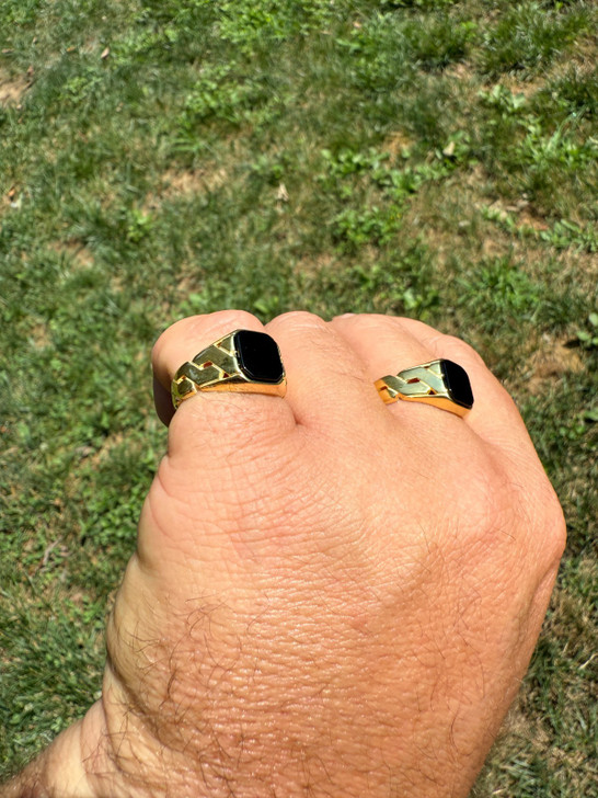 Miami Cuban Ring - 14k Gold Vermeil 925 SIlver - Black Onyx Stone