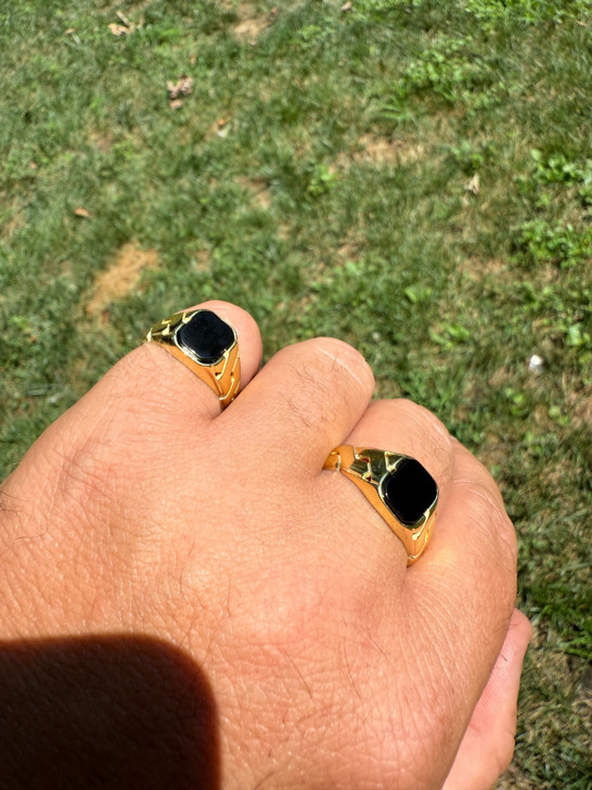 Miami Cuban Ring - 14k Gold Vermeil 925 SIlver - Black Onyx Stone