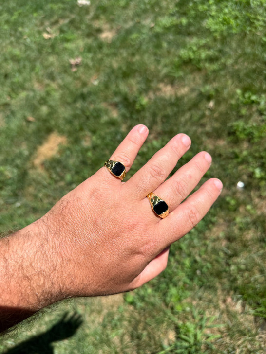 Miami Cuban Ring - 14k Gold Vermeil 925 SIlver - Black Onyx Stone