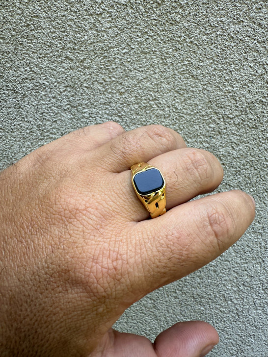 Miami Cuban Ring - 14k Gold Vermeil 925 SIlver - Black Onyx Stone