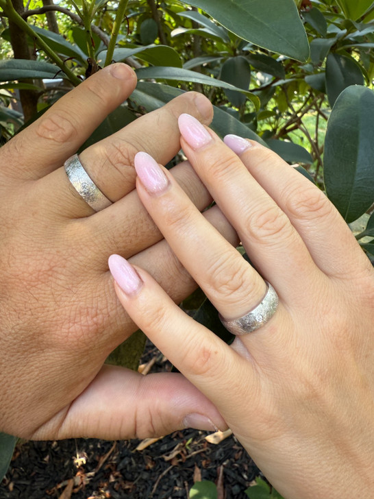 Scraped 925 Silver Men's Ladies 6mm Wedding Band Ring W. Solitaire Moissanite Imported from eBay HarlemBling