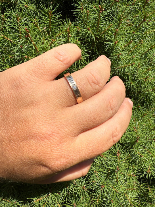 MOISSANITE Solitaire Wedding Band Ring - 14k Rose Gold Vermeil 925 Silver