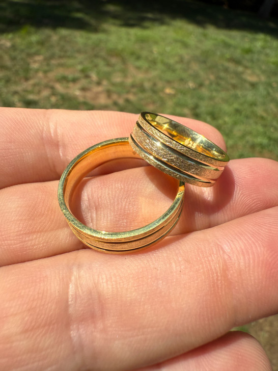 Scraped Brushed Wedding Band Ring - 14k Gold Vermeil 925 Silver - Plain