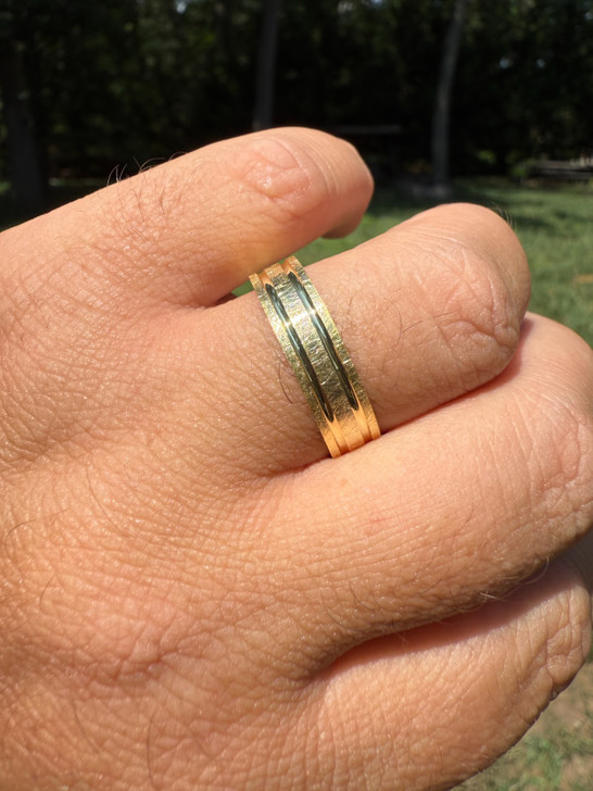 Scraped Brushed Wedding Band Ring - 14k Gold Vermeil 925 Silver - Plain