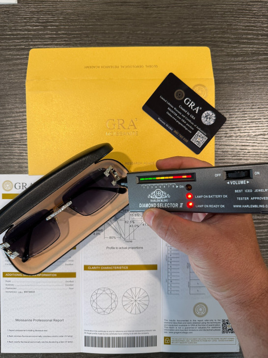 Real 925 Silver Big C VVS MOISSANITE Gray Purple Sunglasses - Iced Buffs Glasses EVERYDAY ESSENTIALS HarlemBling