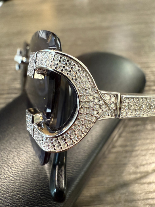 Real 925 Silver Big C VVS MOISSANITE Gray Purple Sunglasses - Iced Buffs Glasses EVERYDAY ESSENTIALS HarlemBling