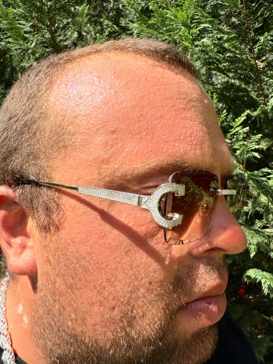 Real 925 Silver Big C VVS MOISSANITE Light Brown Sunglasses - Iced Buffs Glasses EVERYDAY ESSENTIALS HarlemBling