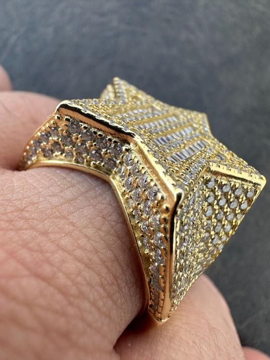 Baguette Rap Star Ring - 14k Gold Vermeil 925 Silver - CZ Stones