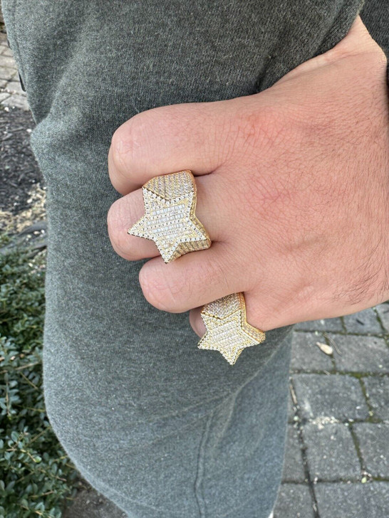 Baguette Rap Star Ring - 14k Gold Vermeil 925 Silver - CZ Stones