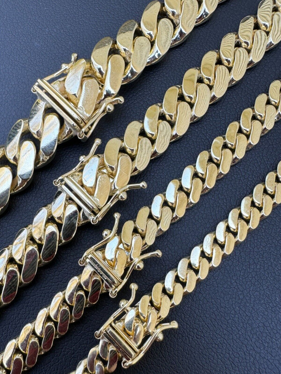 HANDMADE Tight Link Miami Cuban Link Chain Or Bracelet Necklace - 10k Yellow Gold - 7"-28" - 5mm-10mm