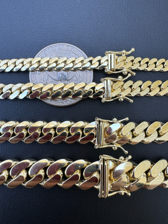 HANDMADE Tight Link Miami Cuban Link Chain Or Bracelet Necklace - 10k Yellow Gold - 7"-28" - 5mm-10mm