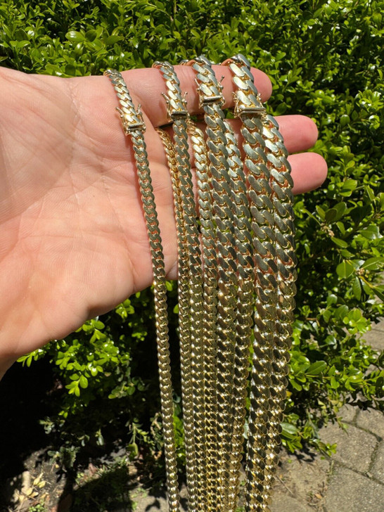 HANDMADE Tight Link Miami Cuban Link Chain Or Bracelet Necklace - 10k Yellow Gold - 7"-28" - 5mm-10mm