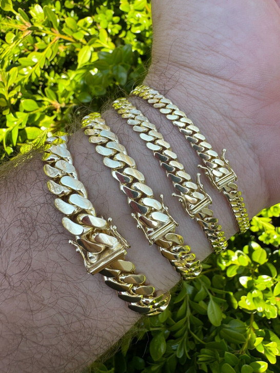 HANDMADE Tight Link Miami Cuban Link Chain Or Bracelet Necklace - 10k Yellow Gold - 7"-28" - 5mm-10mm