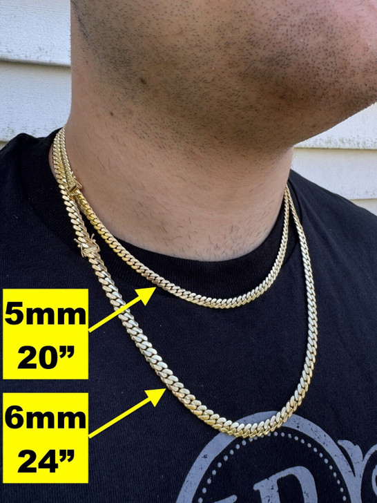 HANDMADE Tight Link Miami Cuban Link Chain Or Bracelet Necklace - 10k Yellow Gold - 7"-28" - 5mm-10mm