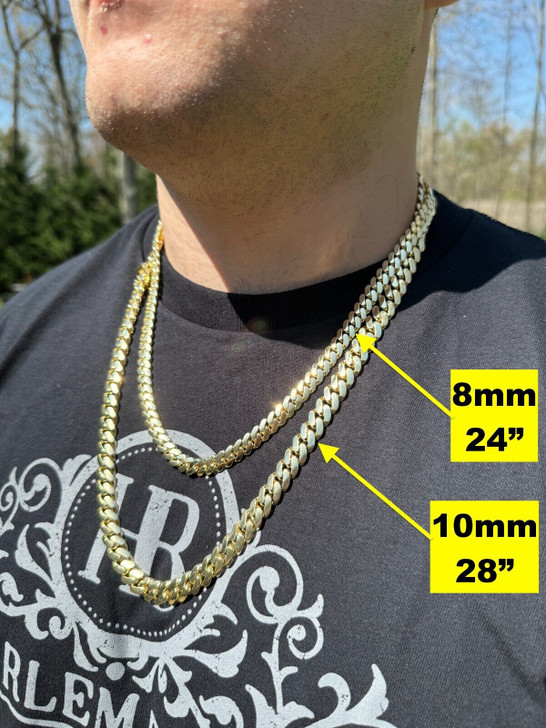 HANDMADE Tight Link Miami Cuban Link Chain Or Bracelet Necklace - 10k Yellow Gold - 7"-28" - 5mm-10mm