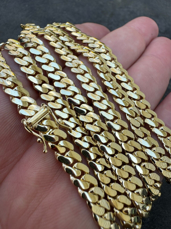 HANDMADE Tight Link Miami Cuban Link Chain Or Bracelet Necklace - 10k Yellow Gold - 7"-28" - 5mm-10mm