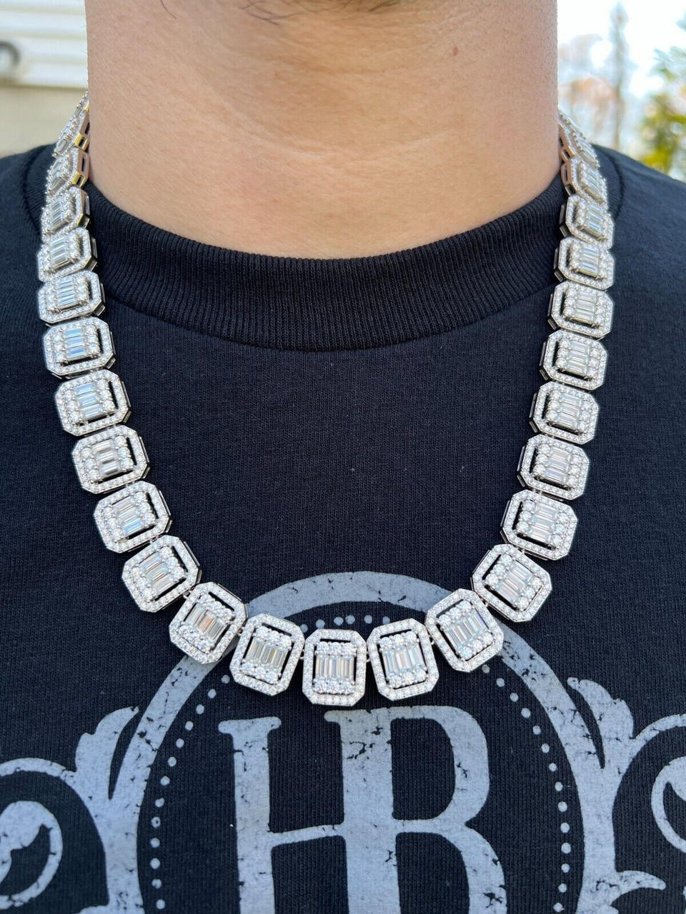 Moissanite baguette chain clearance
