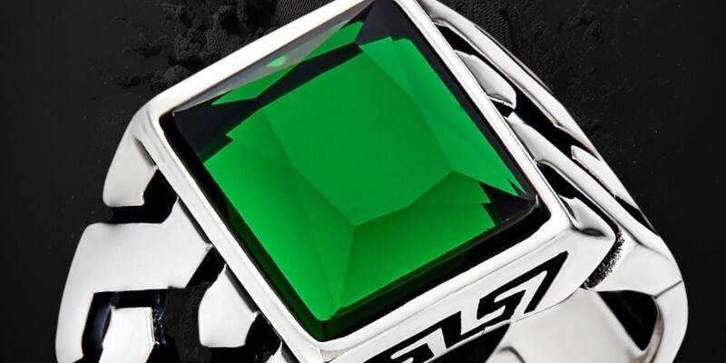 mens green emerald ring