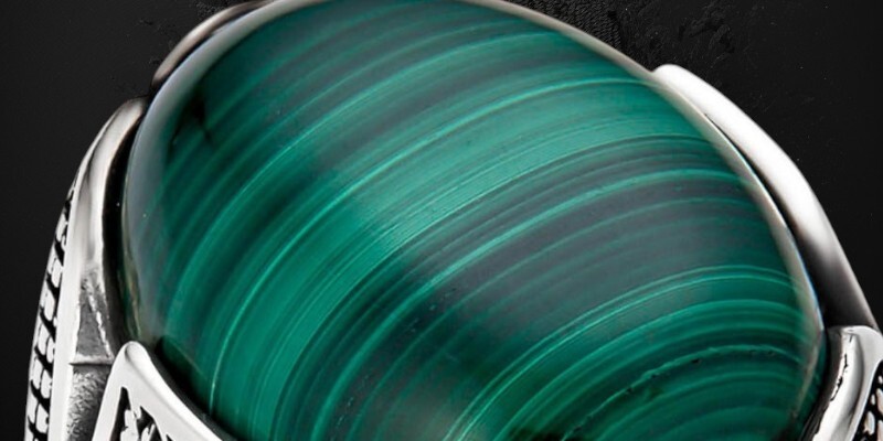 mens green malachite ring