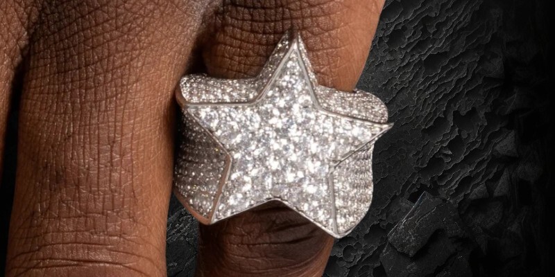 mens iced out star ring
