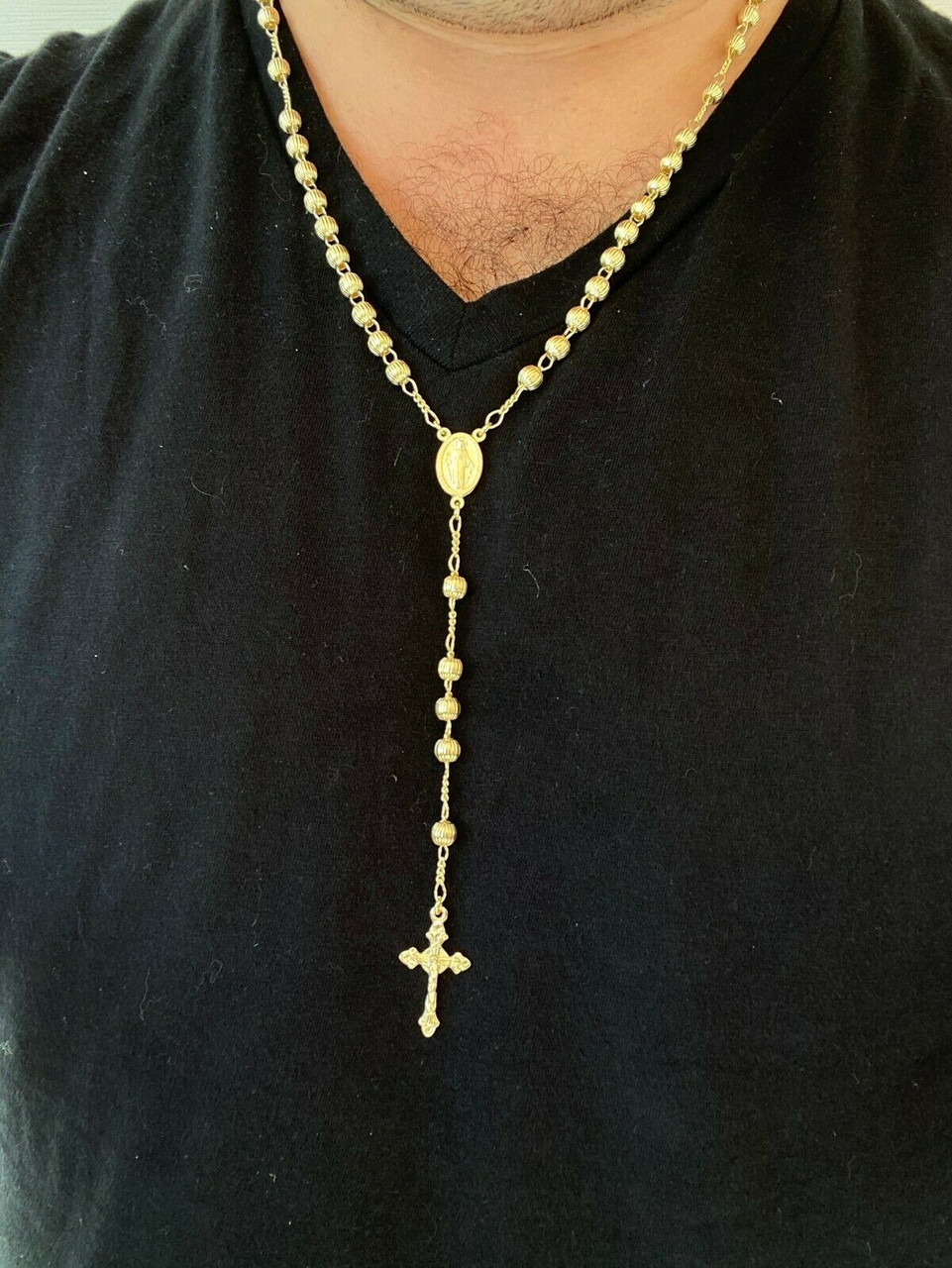 Rosary Necklace Gold, Catholic gift, Gold Cross Rhinestone Necklace, C –  SifriShop