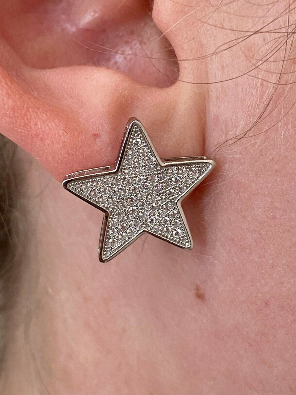 Sterling Silver Screw Back Earrings - Star