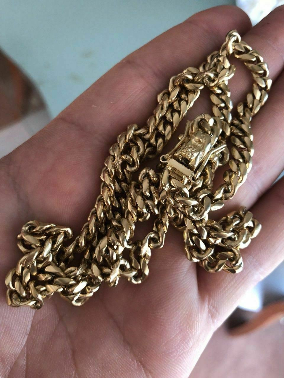 Stainless steel gold on sale plated cuban link chain