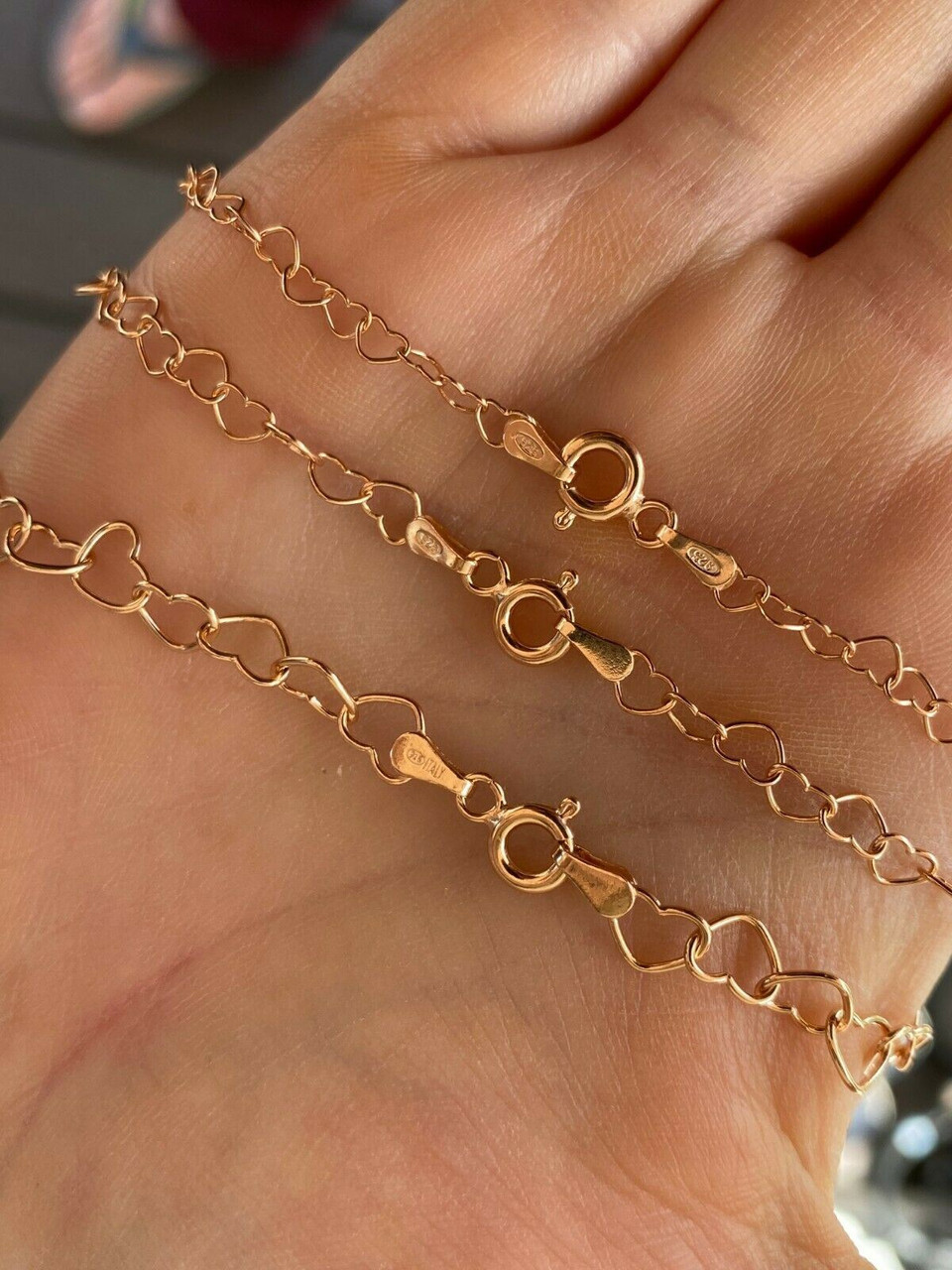 14K Solid Rose Gold Paperclip Bracelet | Oval link Bracelet 