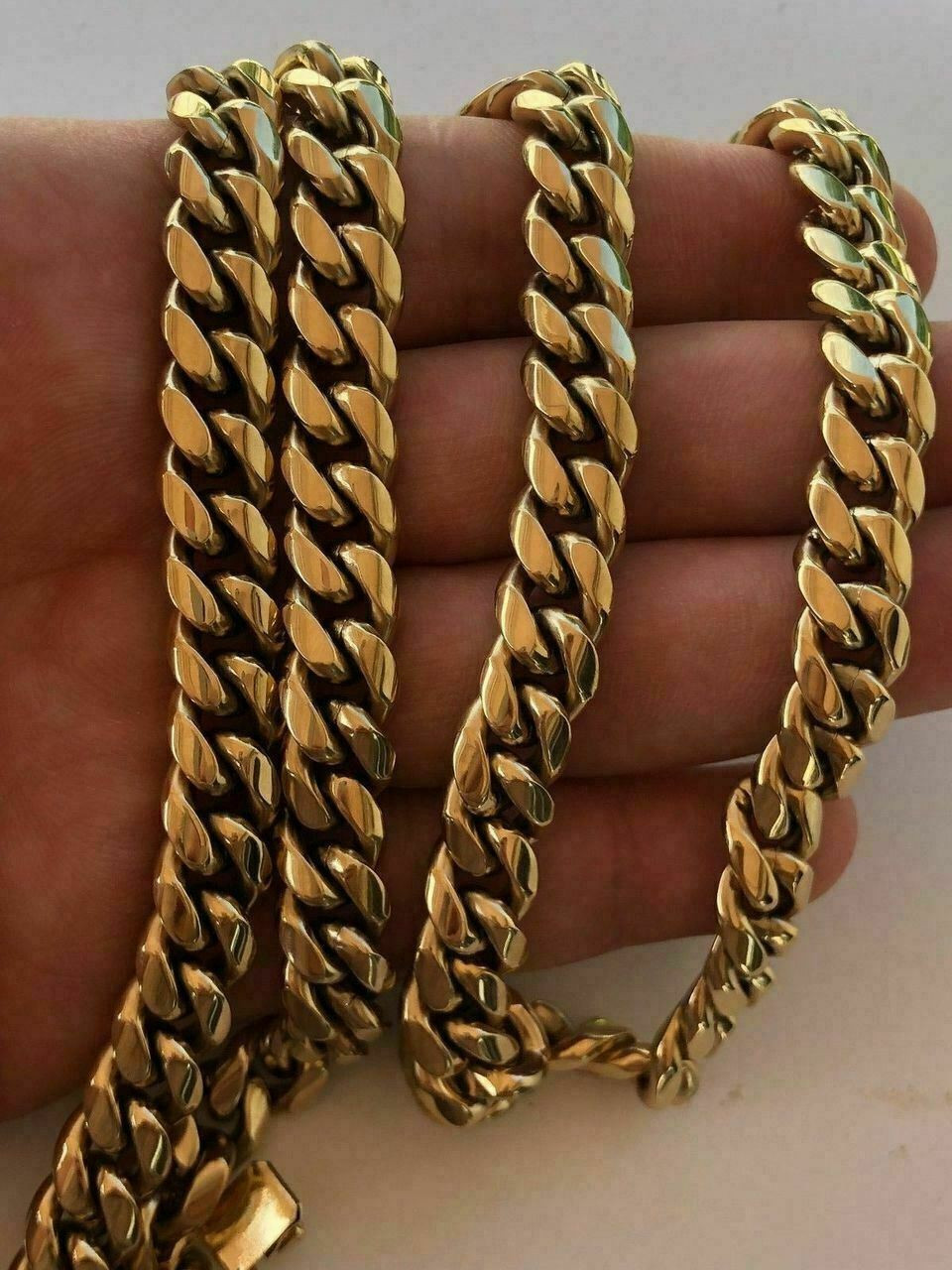 HARLEMBLING 10mm Mens Miami Cuban Link Chain 14k Gold Plated HEAVY 18