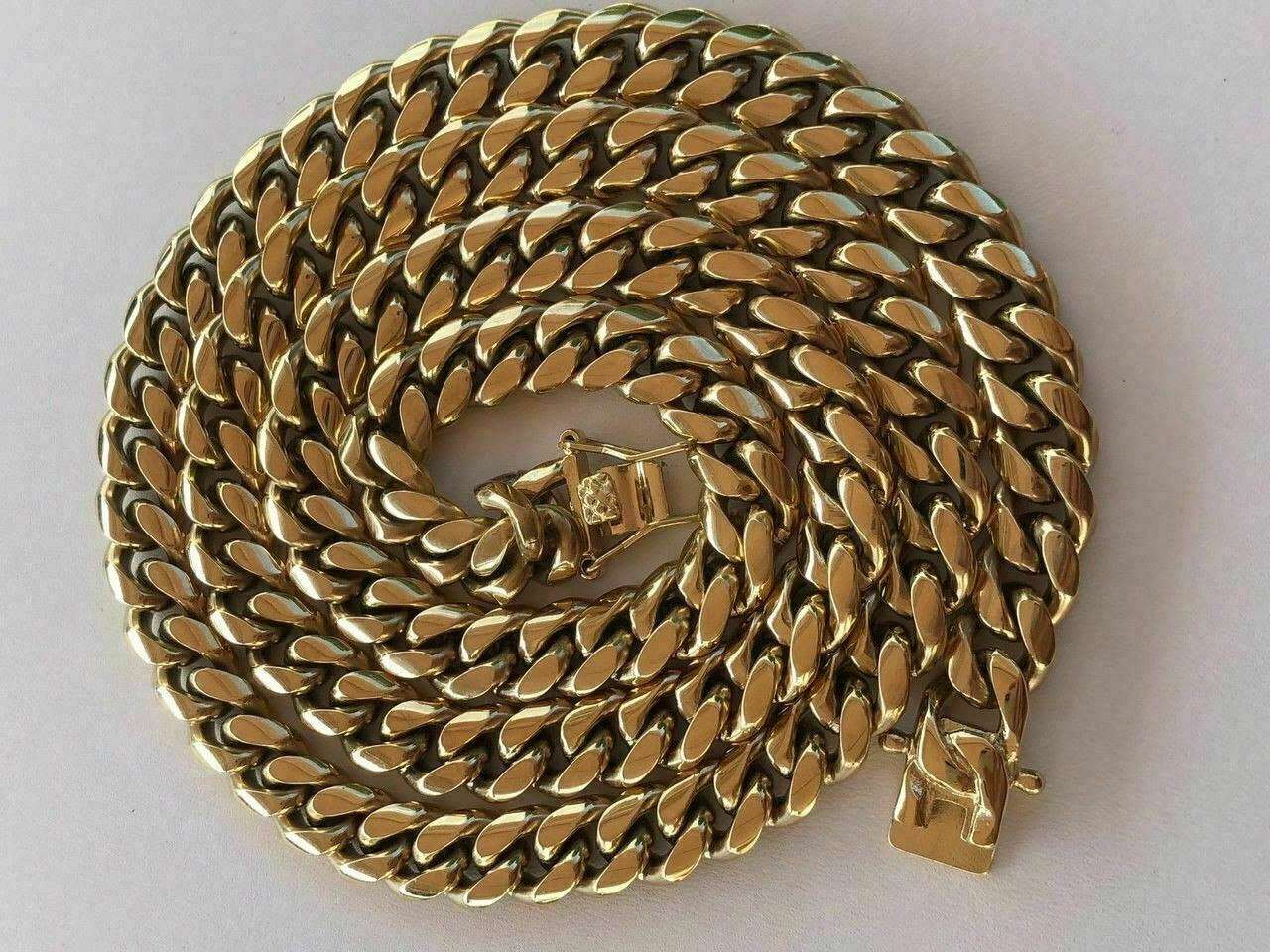 HARLEMBLING 10mm Mens Miami Cuban Link Chain 14k Gold Plated HEAVY