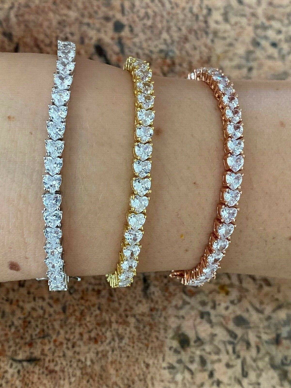 Heart shaped diamond tennis bracelet Sale