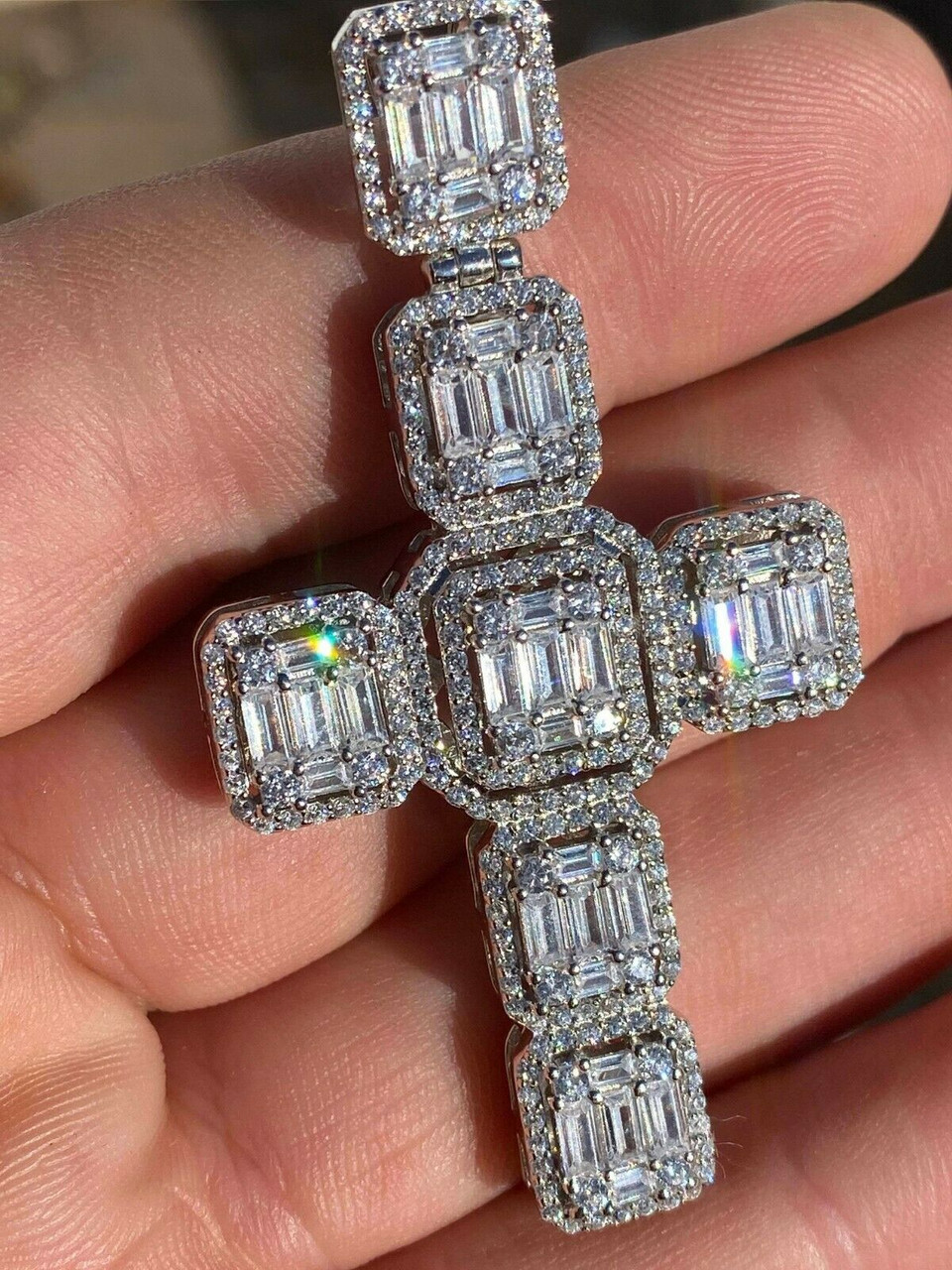 Mens Solid 925 Silver & Gold Plated Baguette Virgin Mary Pendant Ice Diamond Hip Hop Pendant 2853511350612 Mens Solid 925 Silver & Gold Plated Baguette Virgin Mary Pendant Ice Diamond Hip Hop Pendant 2853511350612