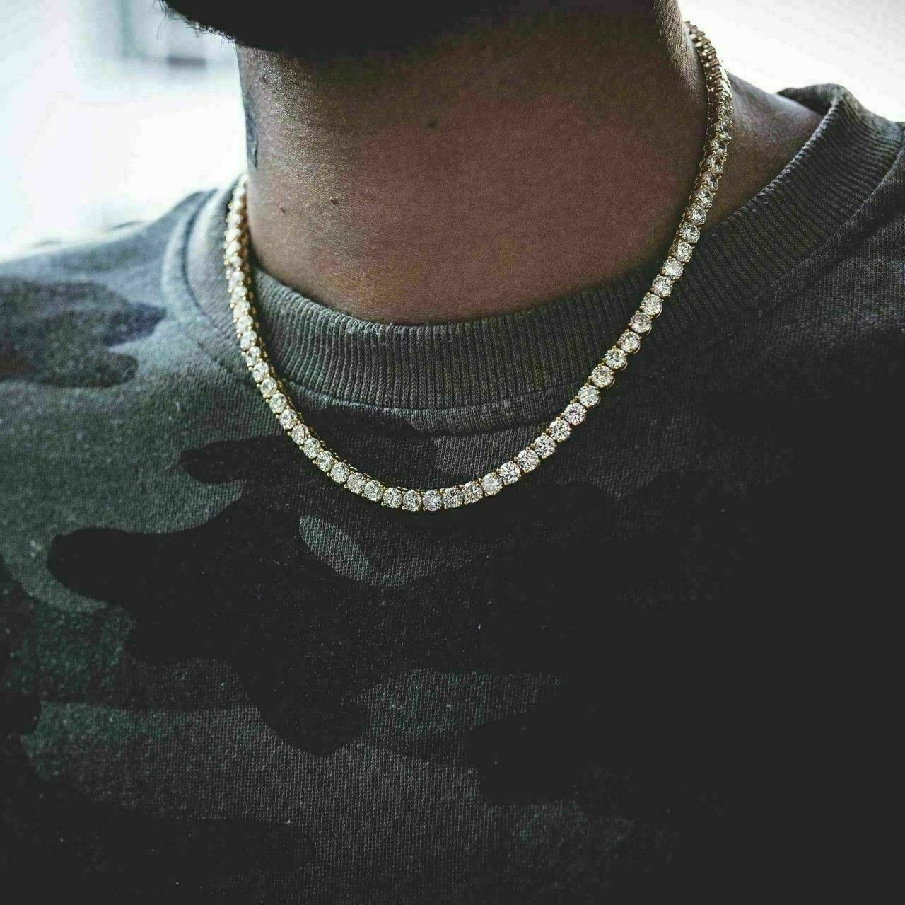 9.66 Carats F-VS Men's Diamond Tennis Chain Necklace 14k Yellow Gold –  Liori Diamonds