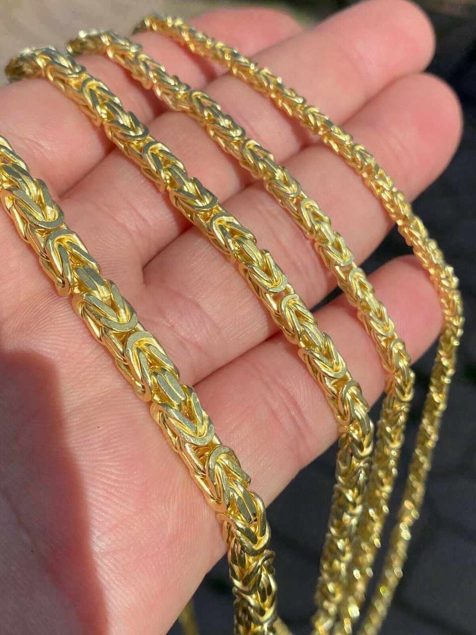 Men's 14k Yellow Gold Byzantine Chain Necklace 24