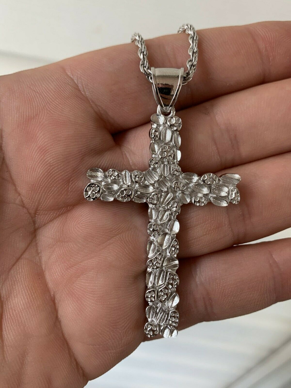 Mens large silver cross shop pendant