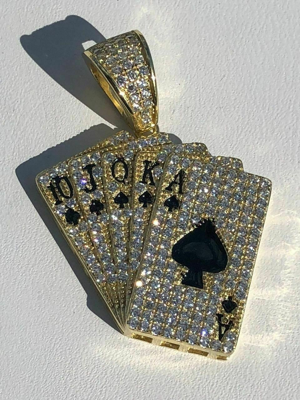 Solid 925 Sterling Silver Cards Deck Royal Flush Ace of Spades