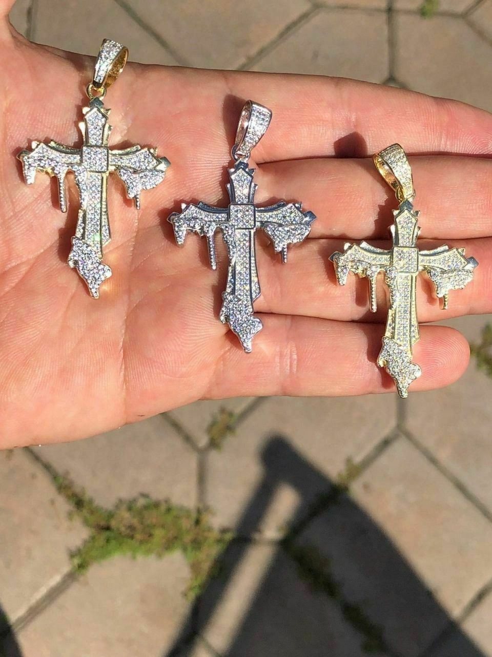 Iced out cross pendant shop mens