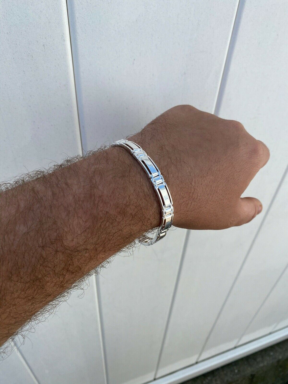 Men’s Real Solid 925 Sterling Silver Presidential Custom Link Bracelet