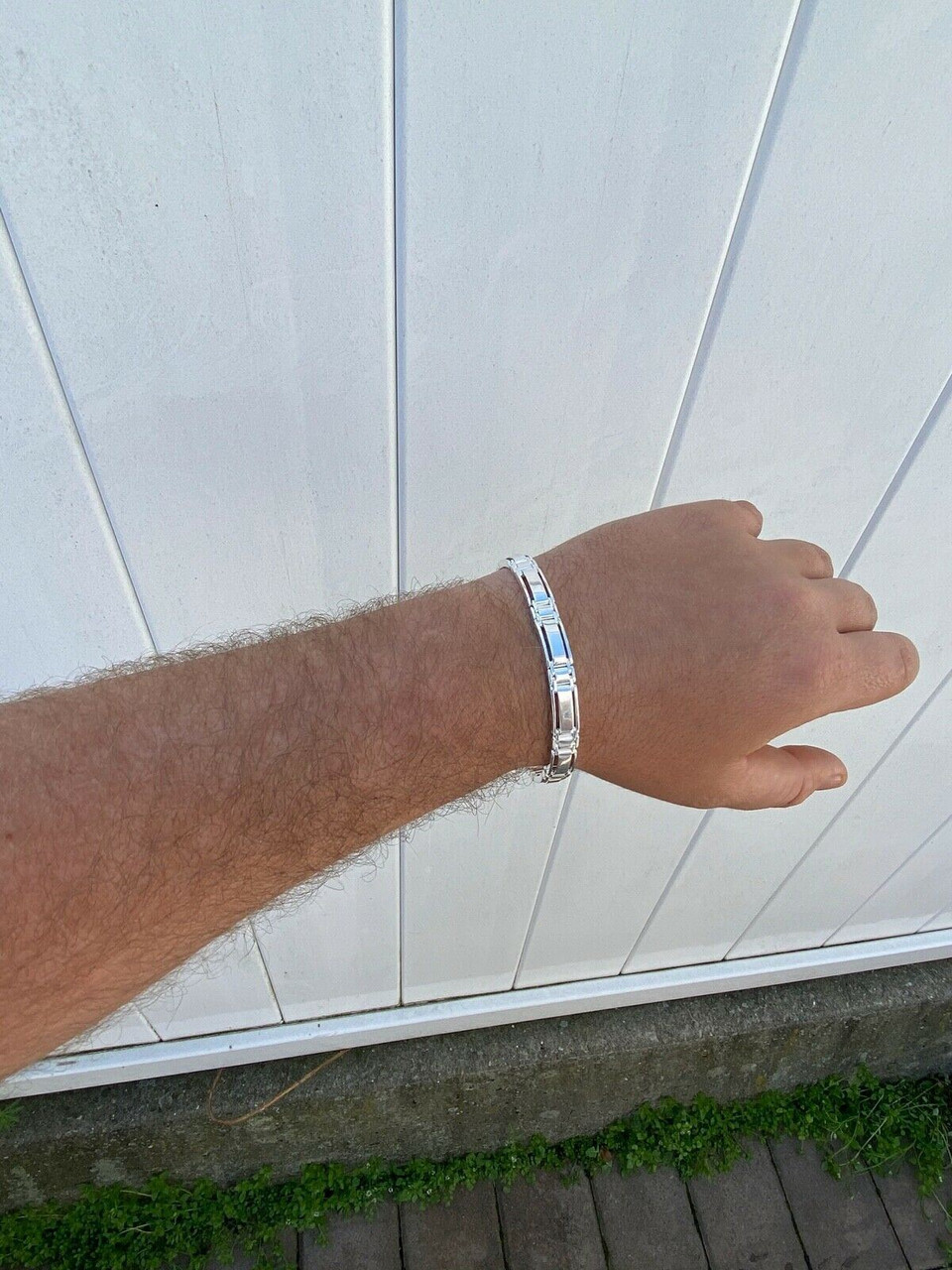 Men’s Real Solid 925 Sterling Silver Presidential Custom Link Bracelet