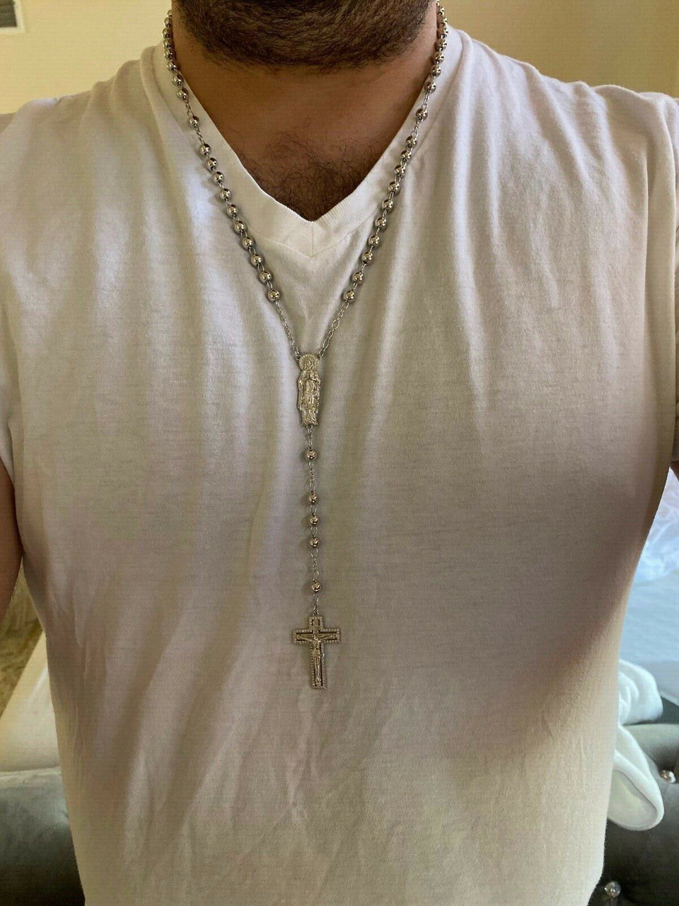 Rosary Y Necklace - 18KGP Gold Cross and Rosary for Men and Women -  Walmart.com