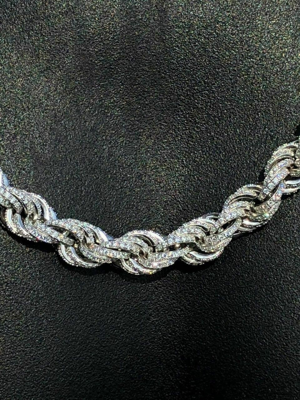 Men's 10mm Rope Bracelet Real Solid 925 Sterling Silver 20ct