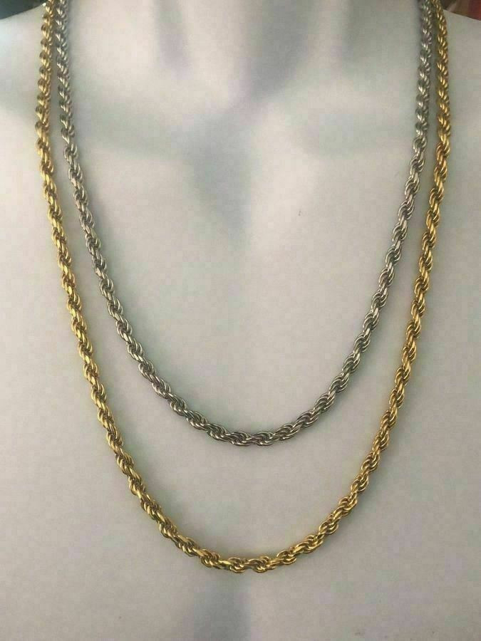 5mm Rope 14K Gold Vermeil Over Solid 925 Sterling Silver Chain