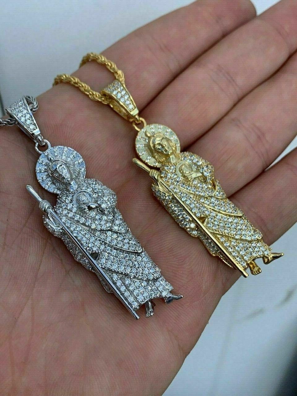 14k Gold filled Saint Jude Pendant CZ San Judas Tadeo Charm necklace,  religious Catholic Jewelry San Judas Tadeo charm H-227 - DLUXCA