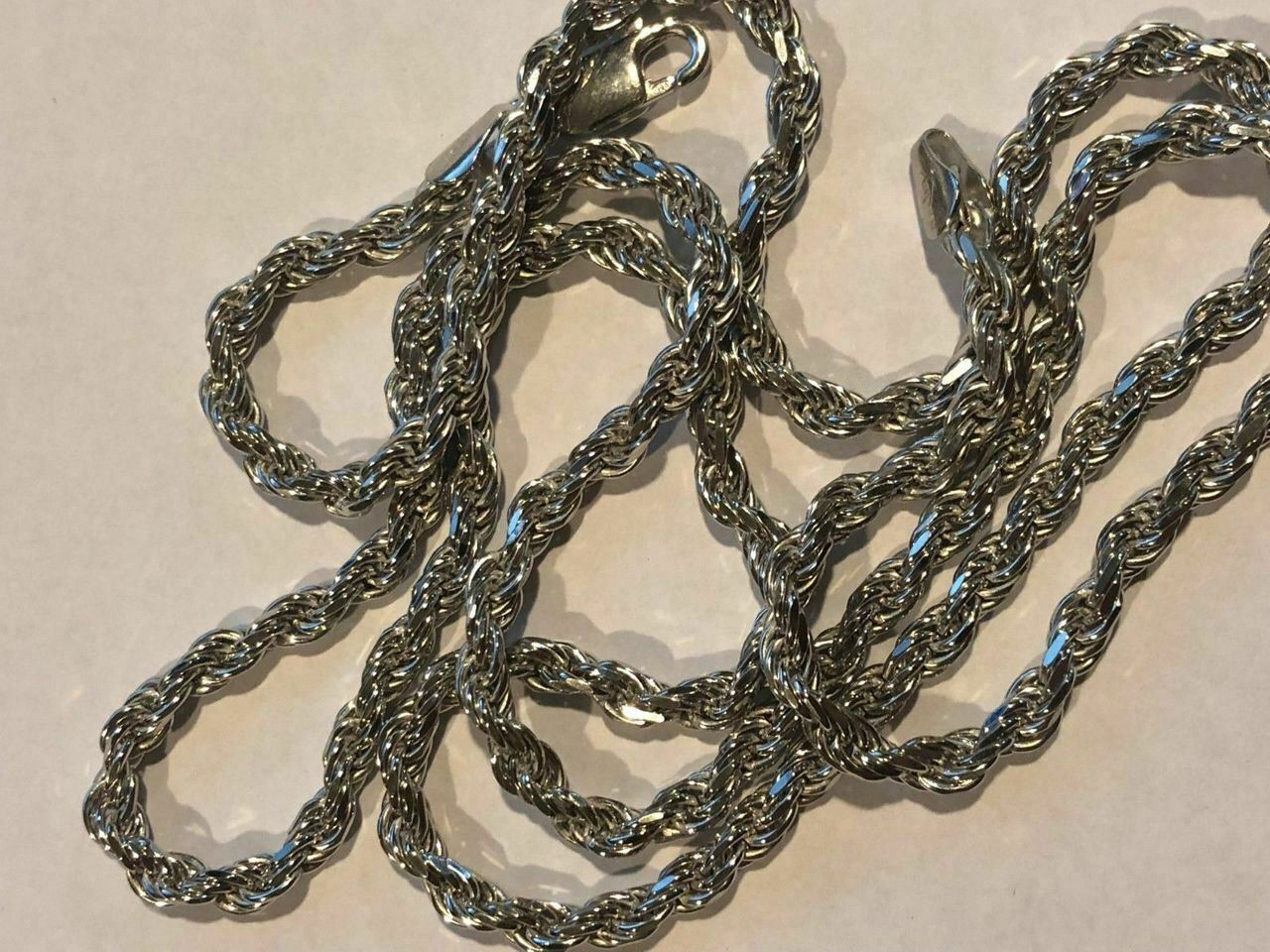 Wholesale Iced out Sterling Silver Rope Chain Pendant Necklace 4mm