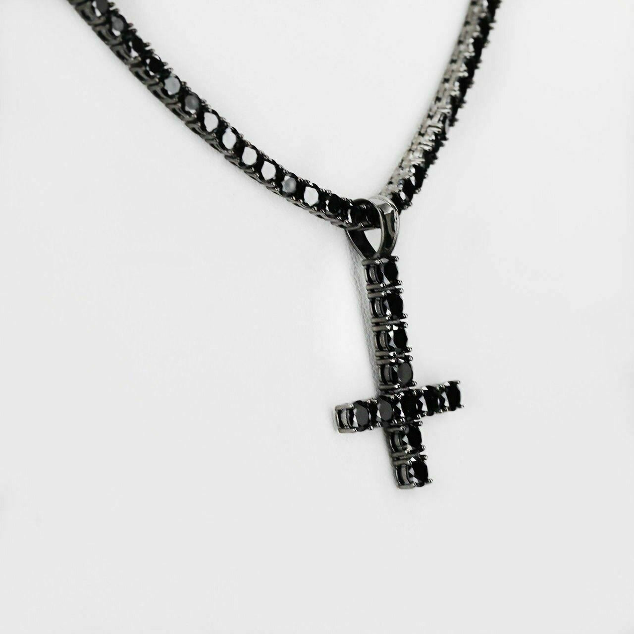 Inverted Cross Upside Down Real Solid 925 Sterling Silver Tennis Chain –  MIAMISILVER