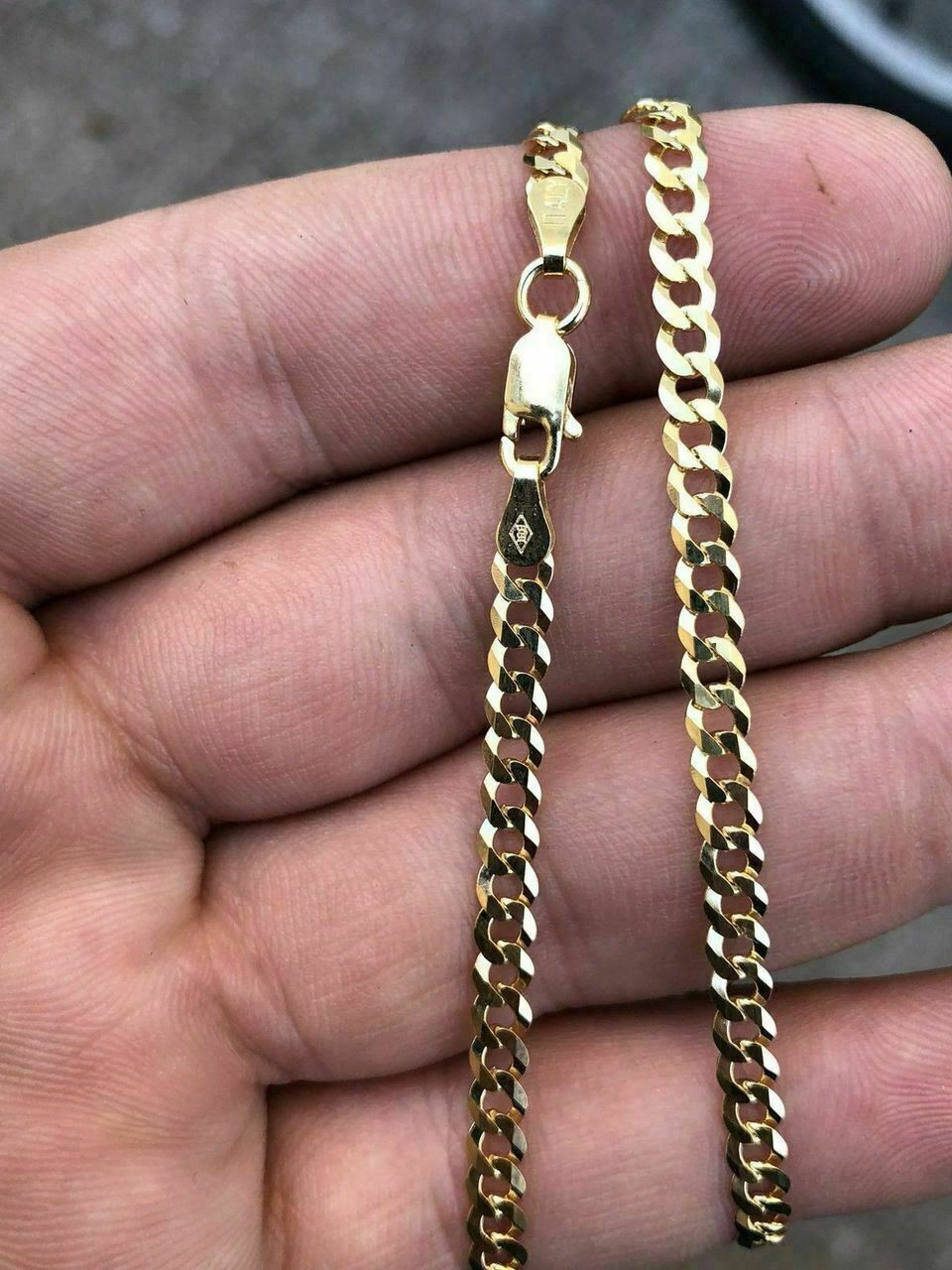 3mm 925 Solid Cuban Curb Chain Sterling Silver Real Men Women