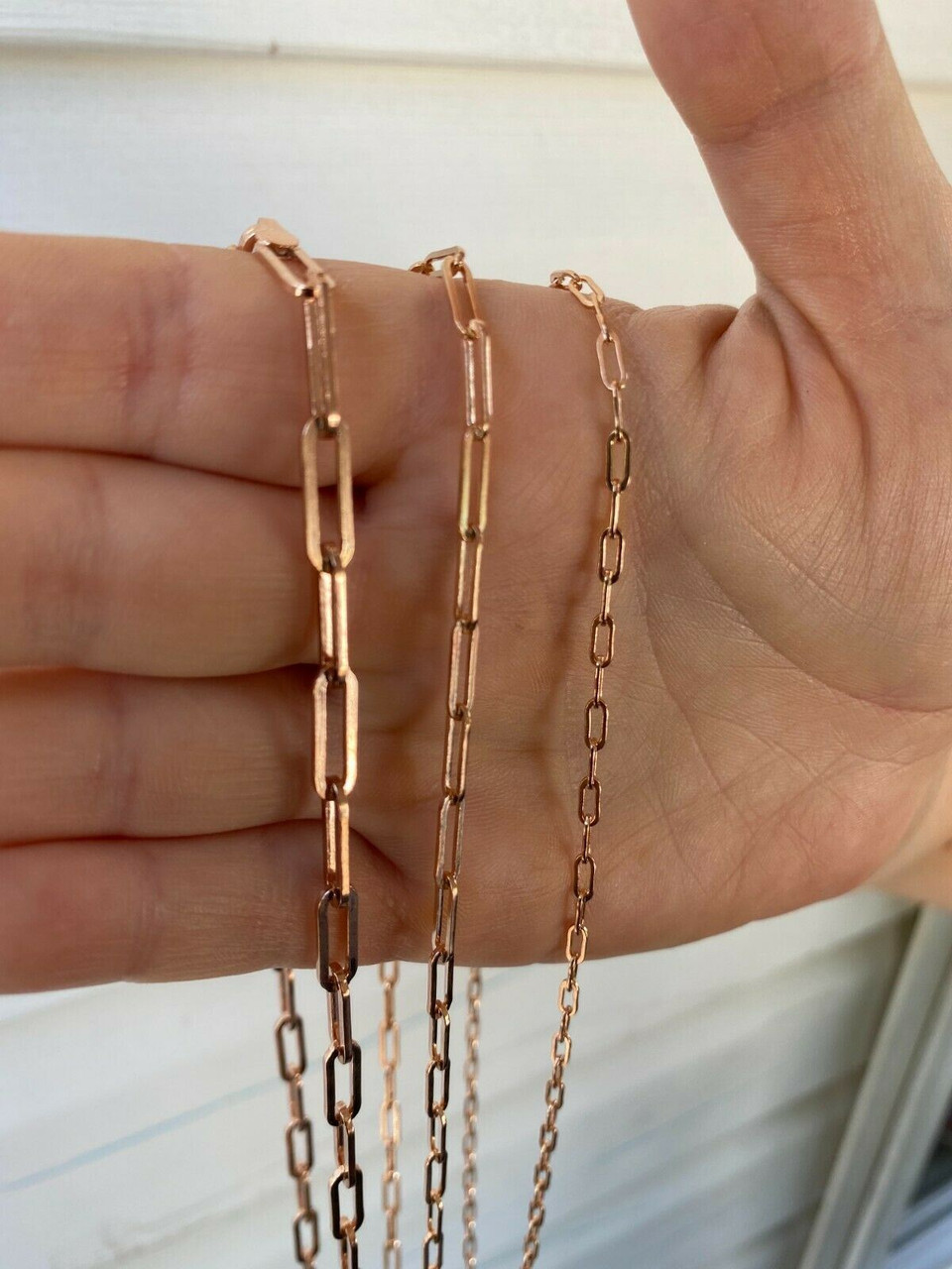Rolo Cable Paperclip Chain by Yard, Rose gold U-Link Chain by Foot