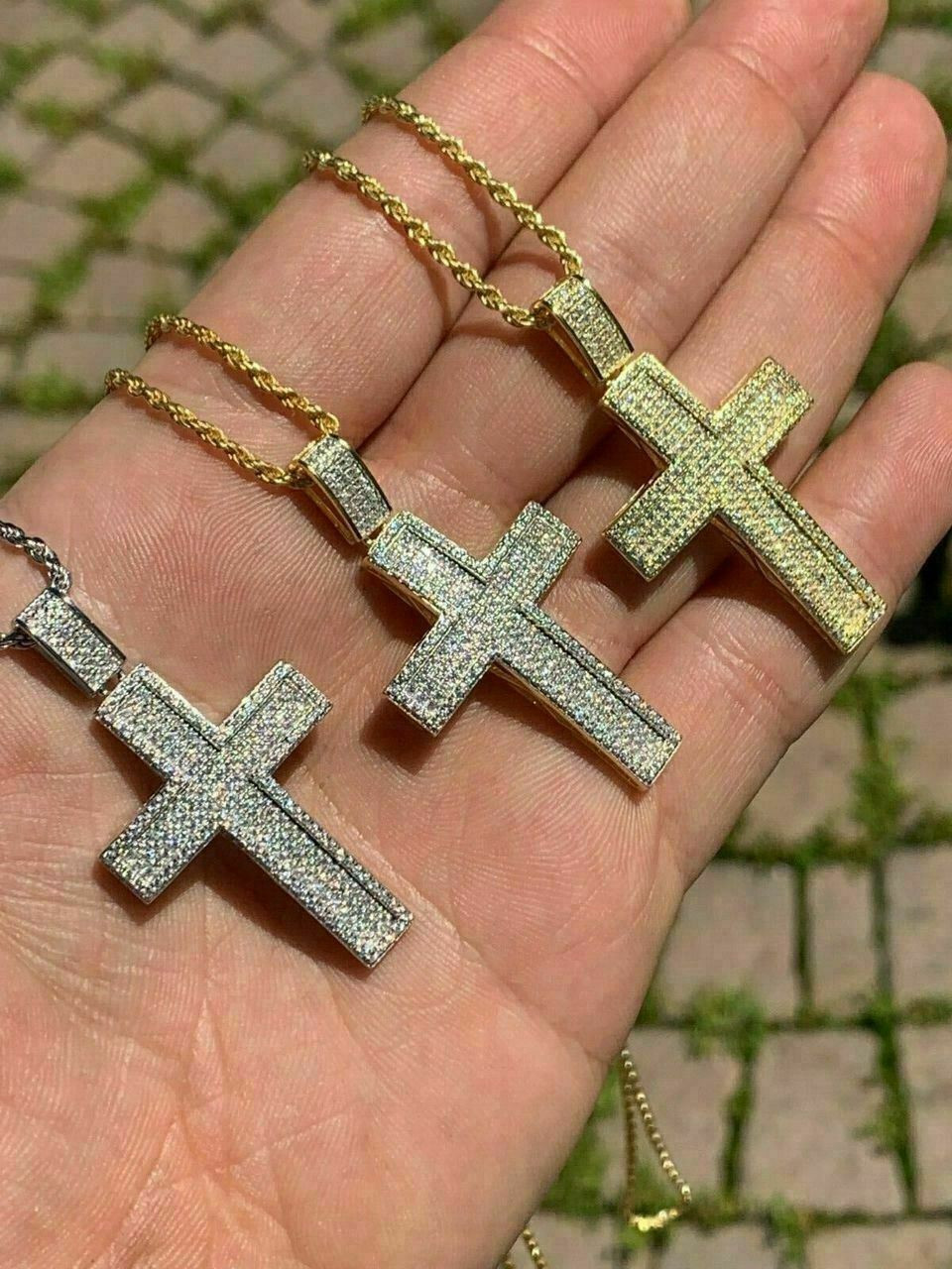 Men's Real Solid 925 Silver Cross Pendant Bust Down Crucifix