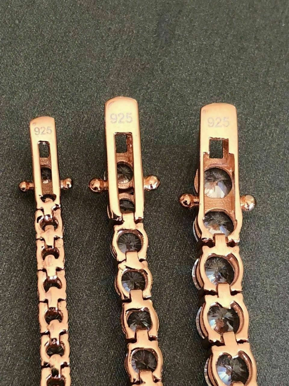 Tennis Chain 14k Rose Gold Over Real SOLID 925 Silver ICY Diamonds Men