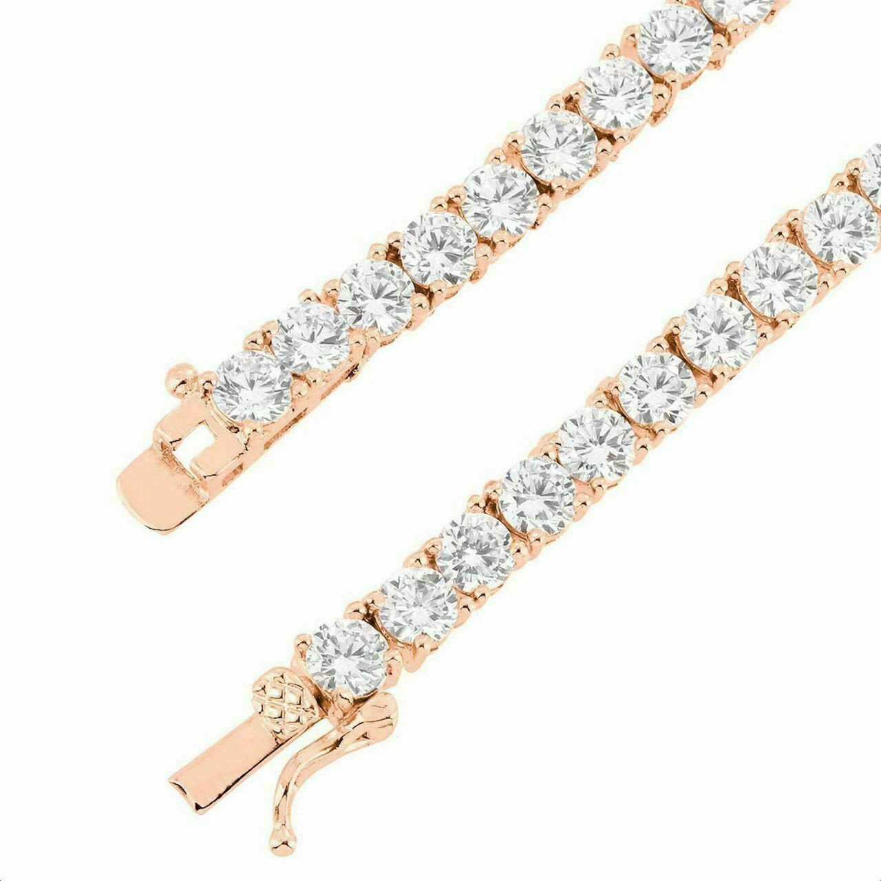 4mm Tennis Chain Real 925 Sterling Silver 14k Rose Gold Pink